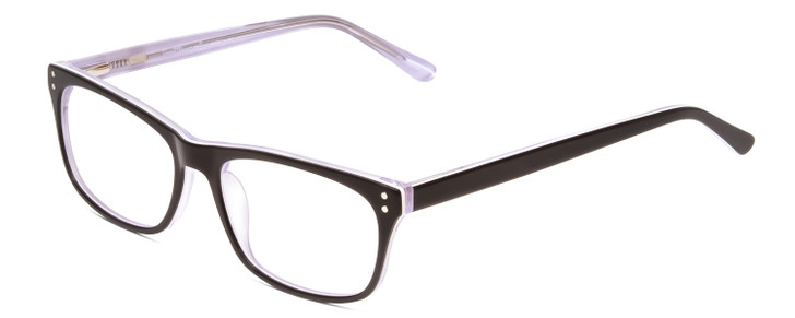 Profile View of Ernest Hemingway H4684 Designer Reading Eye Glasses with Custom Cut Powered Lenses in Shiny Black White Clear Crystal Triple Layered Unisex Cateye Full Rim Acetate 53 mm