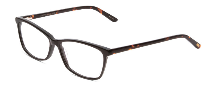 Profile View of Ernest Hemingway H4696 Designer Reading Eye Glasses with Custom Cut Powered Lenses in Shiny Black/Tortoise Havana Brown Yellow Ladies Cateye Full Rim Acetate 54 mm