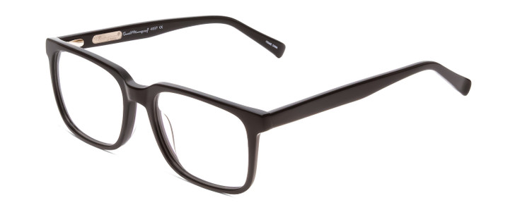 Profile View of Ernest Hemingway H4697 Designer Reading Eye Glasses with Custom Cut Powered Lenses in Gloss Black Unisex Square Full Rim Acetate 53 mm