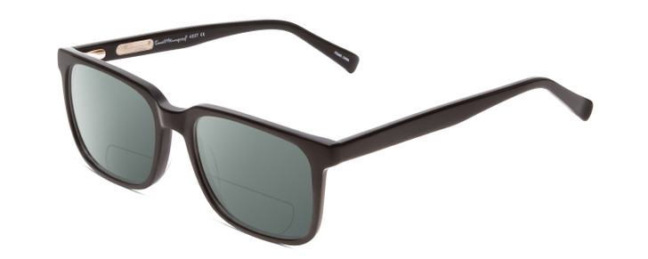 Profile View of Ernest Hemingway H4697 Designer Polarized Reading Sunglasses with Custom Cut Powered Smoke Grey Lenses in Gloss Black Unisex Square Full Rim Acetate 53 mm