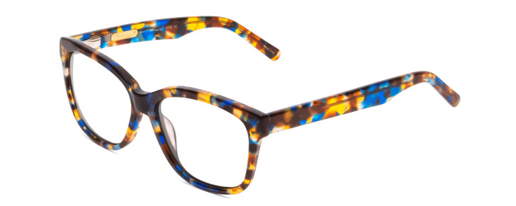 Profile View of Ernest Hemingway H4732 Designer Single Vision Prescription Rx Eyeglasses in Blue Tortoise Havana Brown Gold Ladies Cateye Full Rim Acetate 56 mm