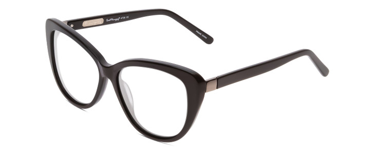 Profile View of Ernest Hemingway H4735 Designer Reading Eye Glasses with Custom Cut Powered Lenses in Gloss Black Ladies Cateye Full Rim Acetate 54 mm