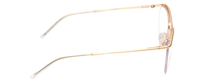 Side View of DKNY DK1015 Ladies Cateye Semi-Rimless Designer Reading Glasses Shiny Gold 53 mm