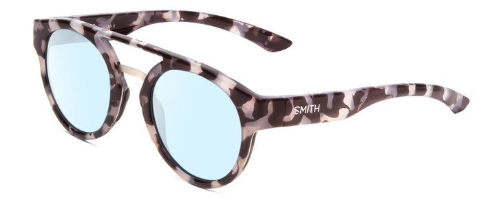 Profile View of Smith Optics Range Designer Blue Light Blocking Eyeglasses in Grey Chocolate Tortoise Havana Ladies Round Full Rim Acetate 50 mm