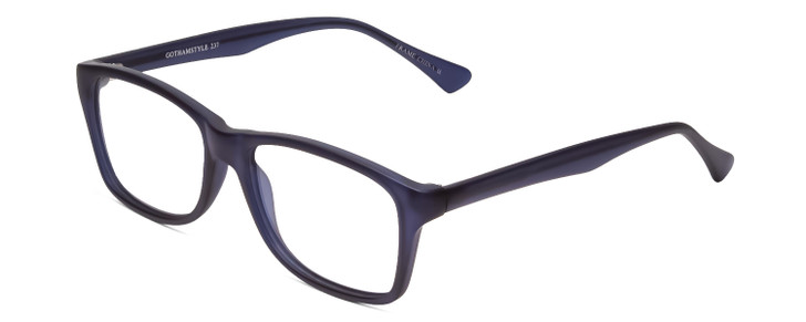 Profile View of Gotham Style 237 Designer Single Vision Prescription Rx Eyeglasses in Matte Blue Unisex Classic Full Rim Acetate 55 mm