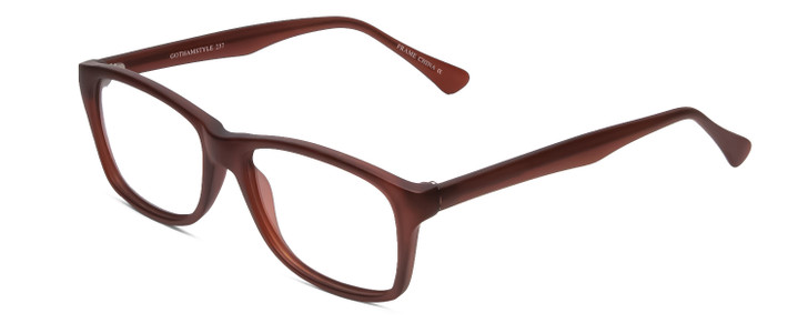 Profile View of Gotham Style 237 Designer Single Vision Prescription Rx Eyeglasses in Matte Brown Unisex Classic Full Rim Acetate 55 mm