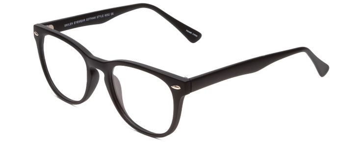 Profile View of Gotham Style 252 Designer Bi-Focal Prescription Rx Eyeglasses in Matte Black Unisex Round Full Rim Acetate 52 mm