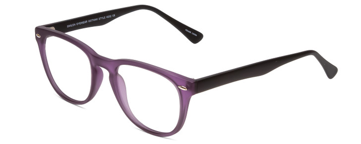 Profile View of Gotham Style 252 Designer Bi-Focal Prescription Rx Eyeglasses in Matte Purple Unisex Round Full Rim Acetate 52 mm