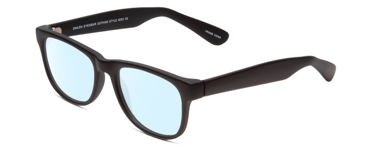 Profile View of Gotham Style 253 Designer Blue Light Blocking Eyeglasses in Matte Black Unisex Classic Full Rim Acetate 52 mm
