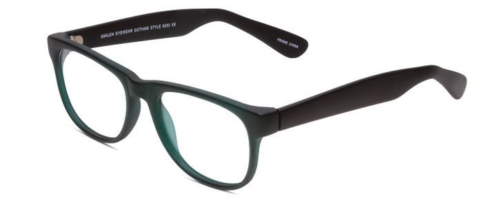 Profile View of Gotham Style 253 Designer Single Vision Prescription Rx Eyeglasses in Matte Green Unisex Classic Full Rim Acetate 52 mm