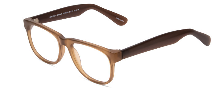 Profile View of Gotham Style 253 Designer Progressive Lens Prescription Rx Eyeglasses in Matte Tan Brown Unisex Classic Full Rim Acetate 52 mm