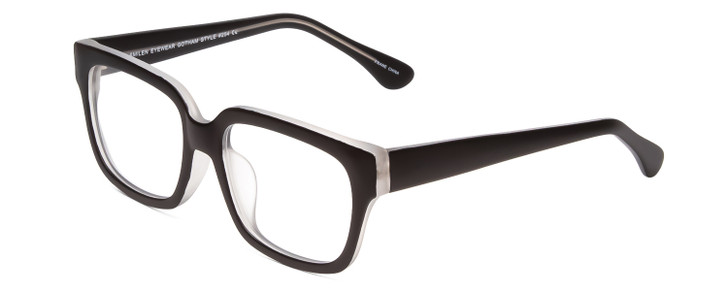 Profile View of Gotham Style 254 Designer Reading Eye Glasses with Custom Cut Powered Lenses in Matte Black Crystal Mens Square Full Rim Acetate 54 mm