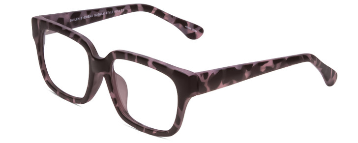 Profile View of Gotham Style 254 Designer Reading Eye Glasses with Custom Cut Powered Lenses in Matte Grey Tortoise Ladies Square Full Rim Acetate 54 mm
