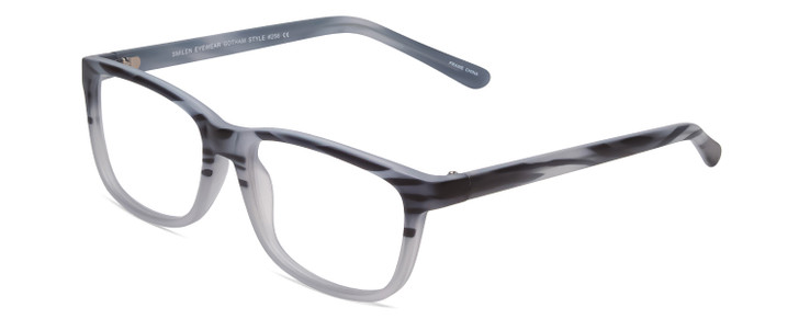 Profile View of Gotham Style 256 Designer Progressive Lens Prescription Rx Eyeglasses in Matte Blue Stripe Mens Classic Full Rim Acetate 55 mm