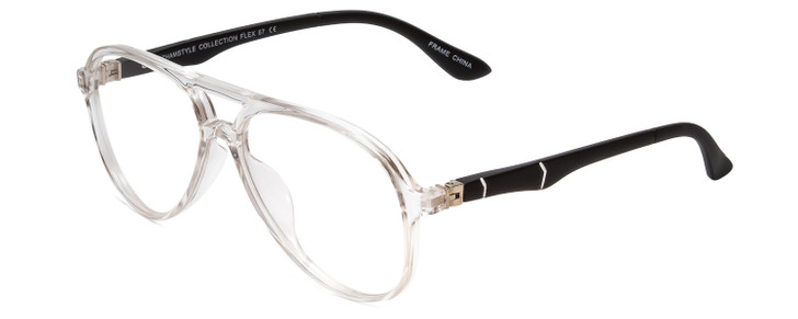 Profile View of Gotham Style Flex Collection 67 Designer Bi-Focal Prescription Rx Eyeglasses in Crystal&Matte Black Mens Aviator Full Rim Acetate 65 mm