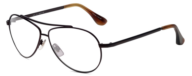 Profile View of Isaac Mizrahi IM16-20 Designer Reading Eye Glasses with Custom Cut Powered Lenses in Bronze Copper Brown Unisex Aviator Full Rim Metal 59 mm