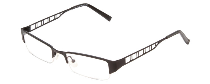 Profile View of Vivid 412 Unisex Rectangle SemiRimless Designer Reading Glasses Satin Black 52mm