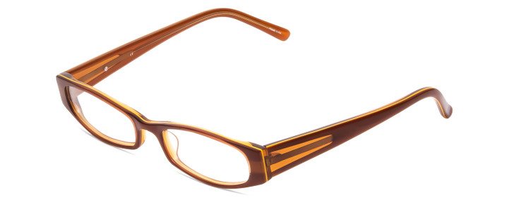 Profile View of Vivid 902 Designer Single Vision Prescription Rx Eyeglasses in Auburn Amber Orange Ladies Oval Full Rim Acetate 49 mm