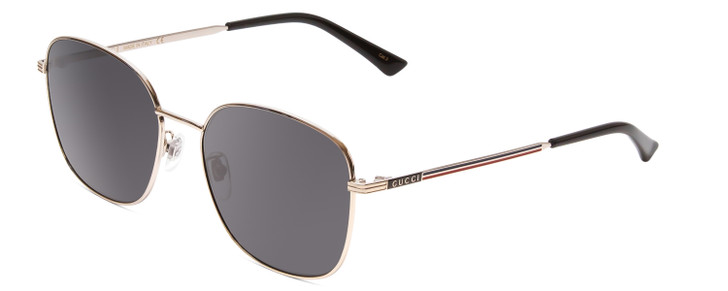 Profile View of GUCCI GG0837SK-001 Unisex Classic Designer Sunglasses in Silver/Grey Smoke 57 mm