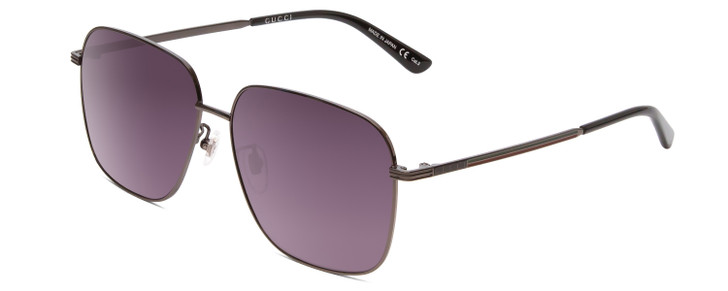 Profile View of GUCCI GG0987SA-001 Unisex Sunglasses in Ruthenium Silver & Black/Grey Smoke 60mm