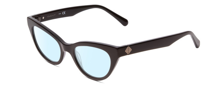 Profile View of GANT GA4100 Designer Blue Light Blocking Eyeglasses in Gloss Black Ladies Cateye Full Rim Acetate 51 mm