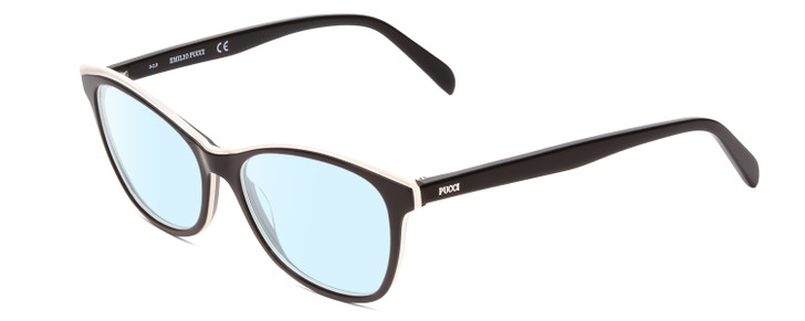 Emilio Pucci EP5098 Womens Cateye Blue Light Glasses in Gloss Black & White 54mm
