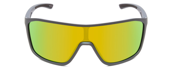Front View of Smith Optics Boomtown Unisex Sunglasses Cement Grey/Polarized Green Mirror 135mm
