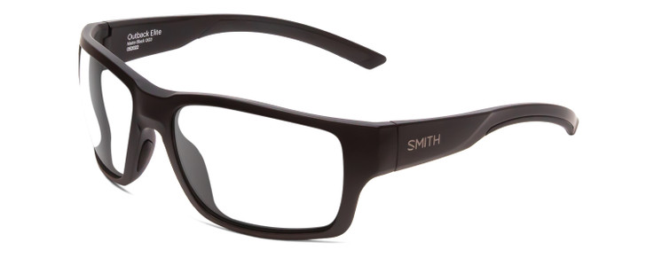 Profile View of Smith Optics Outback Elite Designer Progressive Lens Prescription Rx Eyeglasses in Matte Black Unisex Square Full Rim Acetate 59 mm