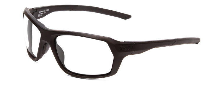 Profile View of Smith Optics Rebound Elite Designer Progressive Lens Prescription Rx Eyeglasses in Matte Black Unisex Rectangle Full Rim Acetate 59 mm
