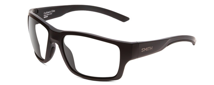 Profile View of Smith Optics Outback Elite Designer Single Vision Prescription Rx Eyeglasses in Matte Black Unisex Square Full Rim Acetate 59 mm