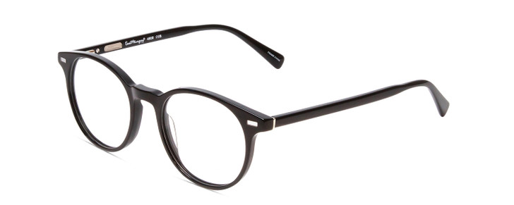 Profile View of Ernest Hemingway H4908 Designer Single Vision Prescription Rx Eyeglasses in Gloss Black Unisex Round Full Rim Acetate 49 mm