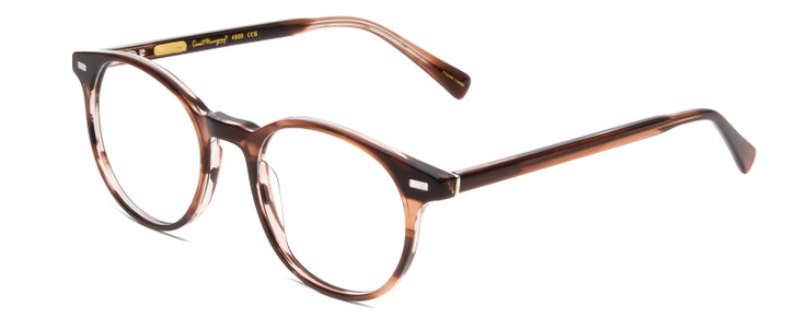 Profile View of Ernest Hemingway H4908 Designer Progressive Lens Prescription Rx Eyeglasses in Brown Amber Crystal Unisex Round Full Rim Acetate 49 mm