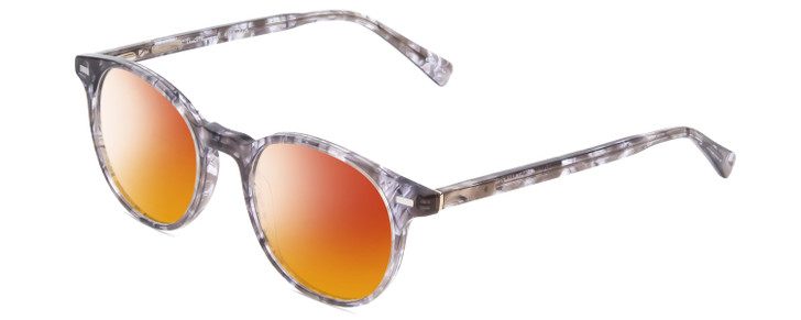 Profile View of Ernest Hemingway H4908 Designer Polarized Sunglasses with Custom Cut Red Mirror Lenses in Grey Crystal Smoke Marble Unisex Round Full Rim Acetate 49 mm