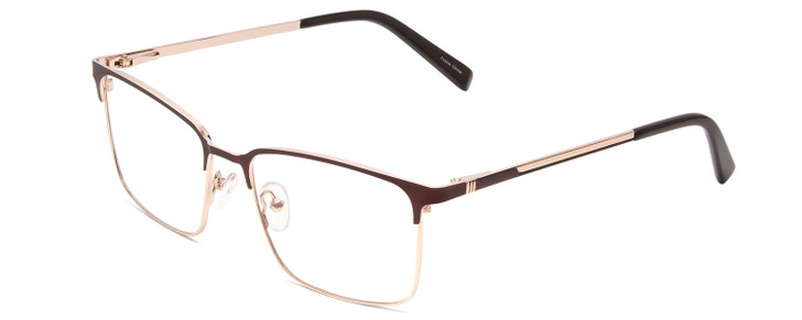 Profile View of Ernest Hemingway H4909 Designer Bi-Focal Prescription Rx Eyeglasses in Brown/Gold Unisex Rectangle Full Rim Metal 55 mm