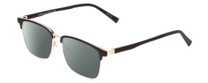 Profile View of Ernest Hemingway H4904 Designer Polarized Sunglasses with Custom Cut Smoke Grey Lenses in Matte Black/Gold Unisex Cateye Full Rim Acetate 55 mm
