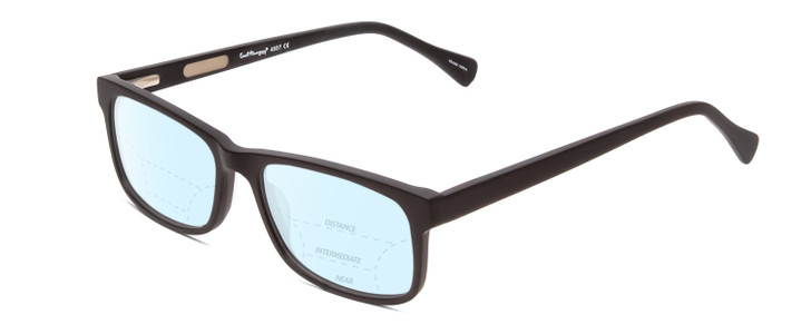 Profile View of Ernest Hemingway H4807 Designer Progressive Lens Blue Light Blocking Eyeglasses in Matte Black Unisex Square Full Rim Acetate 54 mm