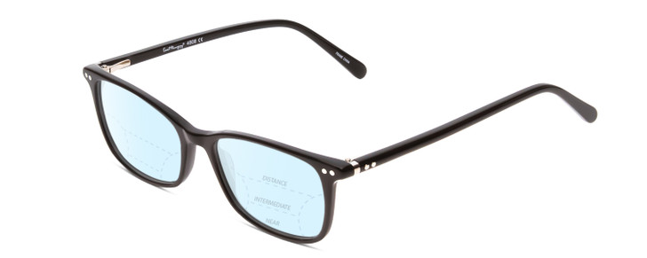 Profile View of Ernest Hemingway H4808 Designer Progressive Lens Blue Light Blocking Eyeglasses in Gloss Black Ladies Cateye Full Rim Acetate 52 mm