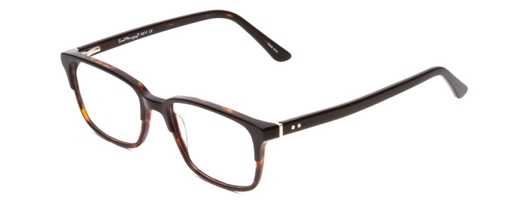 Profile View of Ernest Hemingway H4811 Designer Reading Eye Glasses with Custom Cut Powered Lenses in Gloss Black/Auburn Brown Yellow Tortoise Havana Layered Unisex Cateye Full Rim Acetate 53 mm