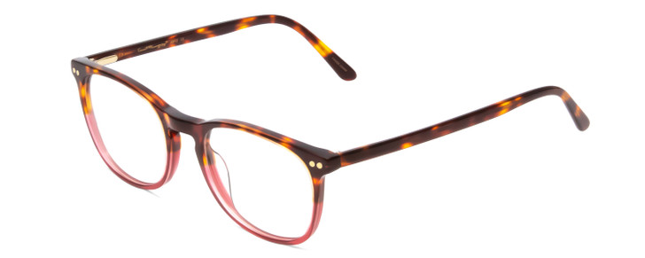 Profile View of Ernest Hemingway H4812 Designer Reading Eye Glasses with Custom Cut Powered Lenses in Brown Yellow Tortoise Havana/Rose Red Crystal Fade Ladies Round Full Rim Acetate 49 mm