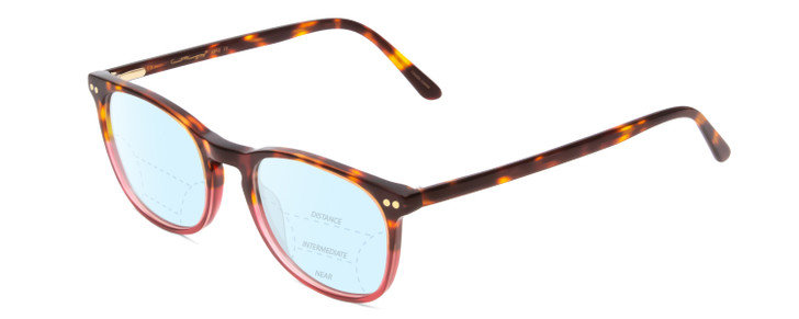 Profile View of Ernest Hemingway H4812 Designer Progressive Lens Blue Light Blocking Eyeglasses in Brown Yellow Tortoise Havana/Rose Red Crystal Fade Ladies Round Full Rim Acetate 49 mm