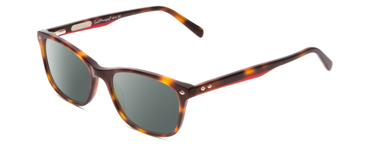 Profile View of Ernest Hemingway H4815 Designer Polarized Sunglasses with Custom Cut Smoke Grey Lenses in Amber Brown Tortoise Havana Ladies Cateye Full Rim Acetate 52 mm