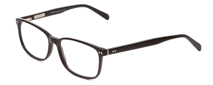 Profile View of Ernest Hemingway H4817 Designer Reading Eye Glasses with Custom Cut Powered Lenses in Gloss Black Unisex Oval Full Rim Acetate 55 mm