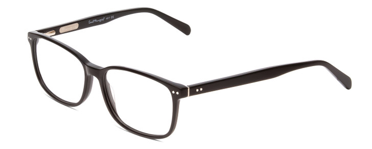 Profile View of Ernest Hemingway H4817 Designer Progressive Lens Prescription Rx Eyeglasses in Gloss Black Unisex Oval Full Rim Acetate 55 mm