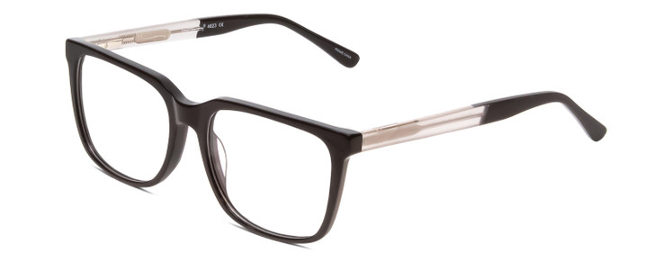 Profile View of Ernest Hemingway H4823 Designer Single Vision Prescription Rx Eyeglasses in Gloss Black/Clear Crystal Unisex Square Full Rim Acetate 53 mm