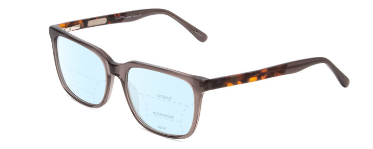 Profile View of Ernest Hemingway H4823 Designer Progressive Lens Blue Light Blocking Eyeglasses in Grey Crystal/Brown Tortoise Havana Fade Unisex Square Full Rim Acetate 53 mm