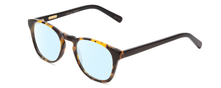 Profile View of Ernest Hemingway H4829 Designer Blue Light Blocking Eyeglasses in Antique Brown Yellow Tortoise Havana Black Unisex Round Full Rim Acetate 48 mm