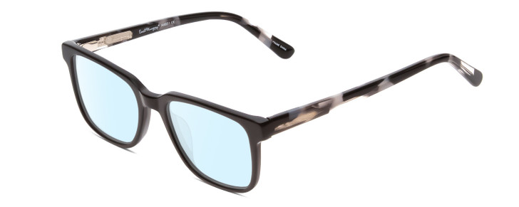 Profile View of Ernest Hemingway H4831 Designer Blue Light Blocking Eyeglasses in Gloss Black/Grey Blue Marble Unisex Rectangle Full Rim Acetate 50 mm