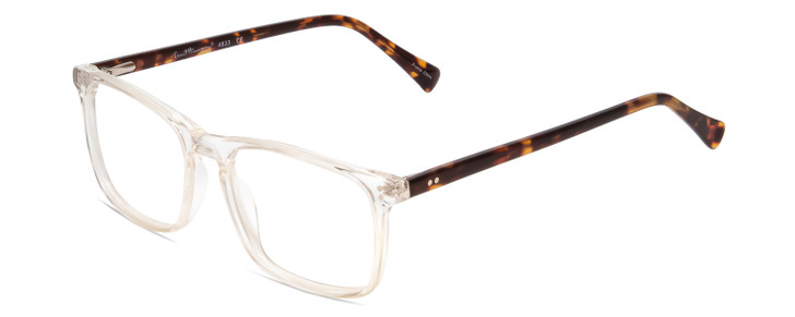 Profile View of Ernest Hemingway H4833 Designer Reading Eye Glasses with Custom Cut Powered Lenses in Clear Crystal/Brown Yellow Tortoise Havana Unisex Cateye Full Rim Acetate 52 mm