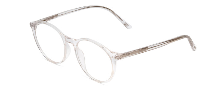 Profile View of Ernest Hemingway H4835 Designer Bi-Focal Prescription Rx Eyeglasses in Clear Crystal Silver Glitter Ladies Round Full Rim Acetate 50 mm