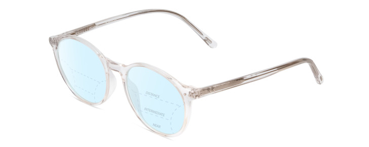 Profile View of Ernest Hemingway H4835 Designer Progressive Lens Blue Light Blocking Eyeglasses in Clear Crystal Silver Glitter Ladies Round Full Rim Acetate 50 mm